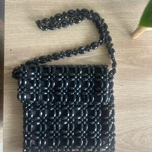Chic Black Beaded Mini Bag